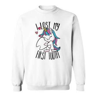 Funny Tooth Fairy Cute Unicorn I Lost My First Tooth Sweatshirt | Mazezy