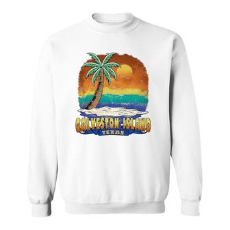 Galveston Island Texas Vintage Distressed Souvenir Sweatshirt | Mazezy
