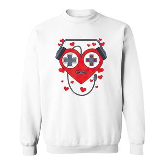 Gamer Heart Gift Game Lover Men Kids Boys Valentine's Day Gift Sweatshirt | Mazezy