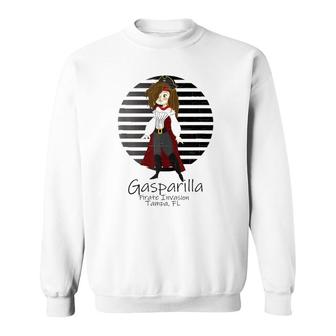 Gasparilla Lady Pirate Brunette Design Distressed Sweatshirt | Mazezy