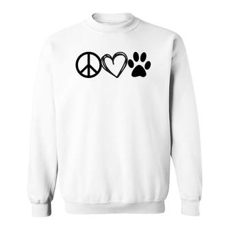 Girls Guys Dog & Cat Lover Peace Love Paws Puppy Kitty Sweatshirt | Mazezy