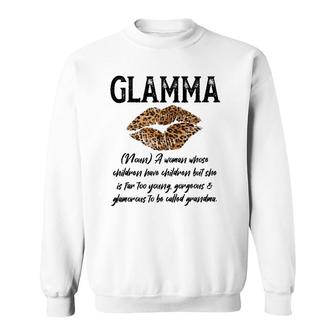Glamma Leopard Lips Kiss- Glam-Ma Description- Mother's Day Sweatshirt | Mazezy