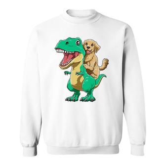 Golden Retriever Riding Dinosaurrex Cute Golden Retriever Sweatshirt | Mazezy