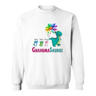 Grandmasarus Dinosaur Trex Grandmother Coby Oma Olivia Sunflower Sweatshirt | Mazezy