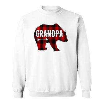 Grandpa Black & Red Buffalo Plaid Bear Grandfather Gift Bear Zip Sweatshirt | Mazezy