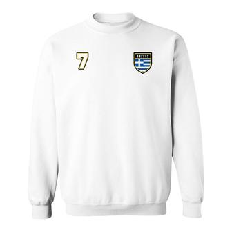 Greece Number 7 Soccer Flag Football Seven Greek Sweatshirt | Mazezy UK
