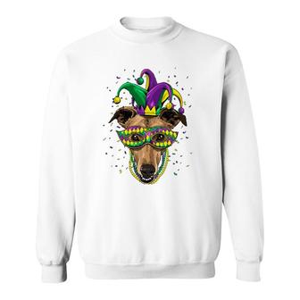 Greyhound Dog Lover Cute Mardi Gras Carnival Jester Sweatshirt | Mazezy
