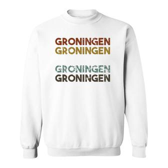 Groningen Netherlands Vintage 80'S Style Sweatshirt | Mazezy DE