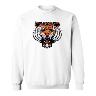 Growling Mouth Open Bengal Tiger Funny Sweatshirt | Mazezy