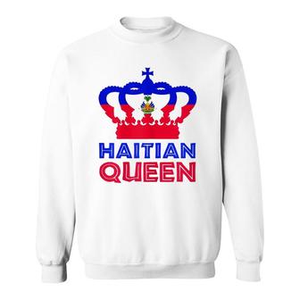 Haitian Queen Womens Red Blue Perfect Haiti Flag Crown Gift Sweatshirt | Mazezy