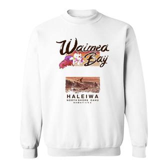 Haleiwa Hawaii Waimea Bay North Shore Vintage Surfing Sweatshirt | Mazezy