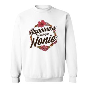 Happiness Is Being A Nonie Cute Floral Mother's Day Gift Sweatshirt | Mazezy