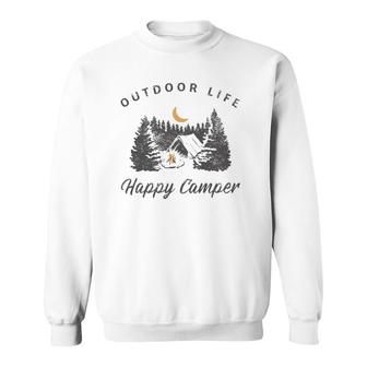 Happy Camper Outdoor Life Forest Camp Camping Nature Vintage Sweatshirt | Mazezy