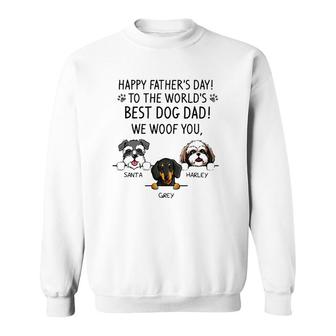Happy Father's Day To The World's Best Dog Dad We Woof You Santa Grey Harley Sweatshirt | Mazezy