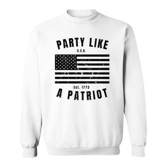 Happy Fourth Of July Party Like A Patriot Fun American Flag Sweatshirt | Mazezy UK