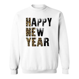 Happy New Year 2022 New Year's Eve Confetti Leopard Nye Party Sweatshirt | Mazezy