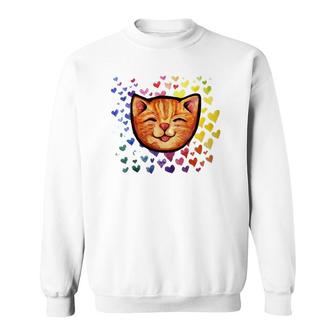 Happy Orange Tabby Cat Rainbow Sweatshirt | Mazezy