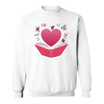 Heart Book Reading Lover Bookworm Girls Women Gift Reading Sweatshirt | Mazezy