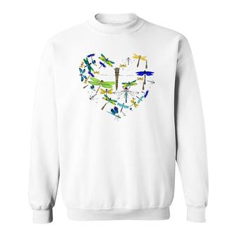 Heart Colorful Dragonflies Lover Gift Sweatshirt | Mazezy