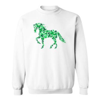 Horse Shamrock Horseback Riding Equestrian Patrick Day Sweatshirt | Mazezy