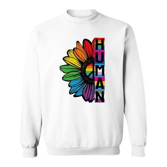 Human Sunflower Lgbt Flag Gay Pride Month Lgbtq Sweatshirt | Mazezy