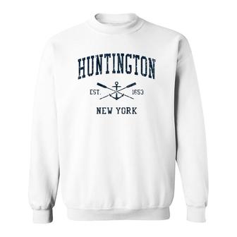 Huntington Ny Vintage Navy Crossed Oars & Boat Anchor Sweatshirt | Mazezy