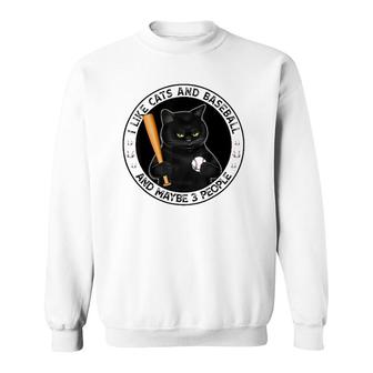 I Like Cats And Baseball And Maybe 3 People Vintage Sweatshirt | Mazezy