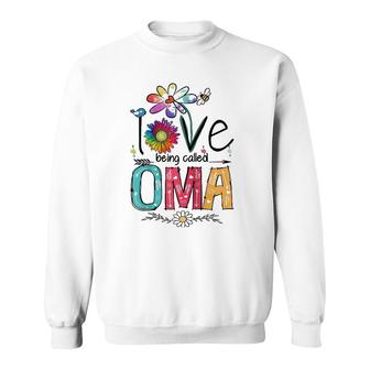 I Love Being Called Oma Daisy Flower Cute Mother's Day Raglan Baseball Tee Sweatshirt | Mazezy