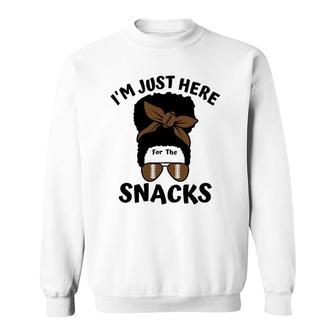 I'm Just Here For The Snacks Black Women Football Gameday Sweatshirt | Mazezy