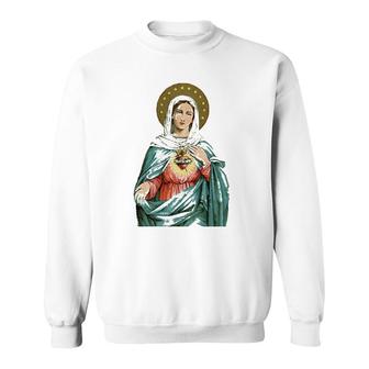 Immaculate Heart Of Mary Our Blessed Mother Catholic Vintage Sweatshirt | Mazezy
