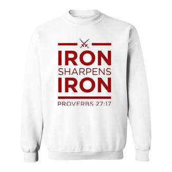 Iron Sharpens Iron Christian With Red Letters Sweatshirt | Mazezy