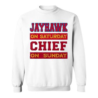 Jayhawk On Saturday Chief On Sunday Kansas City Souvenir Sweatshirt - Thegiftio
