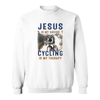 Jesus Is My Savior Cycling Is My Therapy Sweatshirt | Mazezy