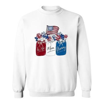 July 4Th - Wife Mom Grammy Flower Flag Art Funny Sweatshirt | Mazezy