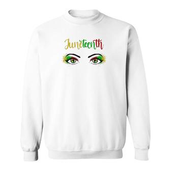 Juneteenth 1865 Bright Eyes African American Map Pan-African Colours Sweatshirt | Mazezy