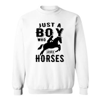 Just A Boy Who Loves Horses Cute Horse Kid's Sweatshirt | Mazezy