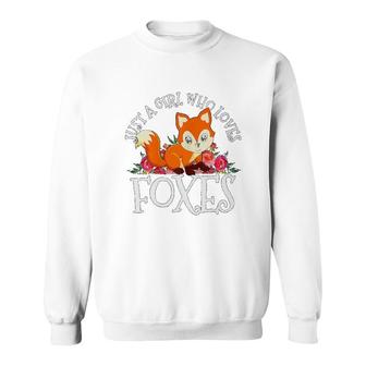 Just A Girl Who Loves Foxes Cute Fox Flower Sweatshirt - Thegiftio UK