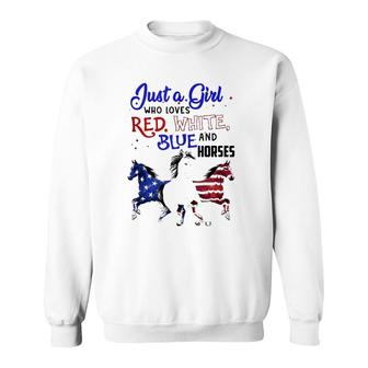 Just A Girl Who Loves Red White Blue And Horses Sweatshirt | Mazezy