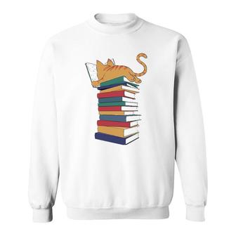 Kawaii Cat Books Gift Womens Sweatshirt | Mazezy
