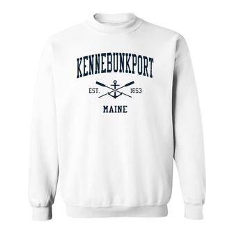 Kennebunkport Me Vintage Navy Crossed Oars & Boat Anchor Sweatshirt | Mazezy