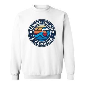 Kiawah Island South Carolina Sc Vintage Nautical Waves Desig Sweatshirt | Mazezy UK
