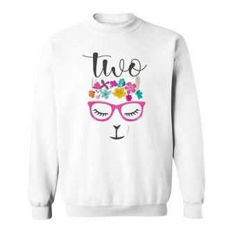 Kids 2 Years Old Llama Birthday Party Alpaca 2Nd Gift For Girl Sweatshirt | Mazezy CA