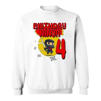 Kids Birthday Ninja 4 Years Old Bday Party Gift For Little Ninja Sweatshirt | Mazezy