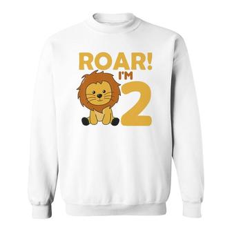 Kids Children 2Nd Birthday Lion 2 Years Old Boy Lion Animal King Sweatshirt | Mazezy