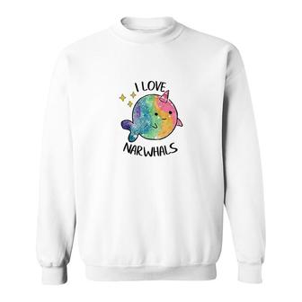 Kids I Love Narwhals Rainbow Whale Sweatshirt | Mazezy