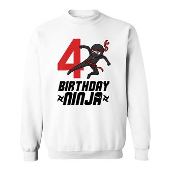 Kids Kids 4Th Birthday Ninja For Boys 4 Years Birthday Tee Sweatshirt | Mazezy