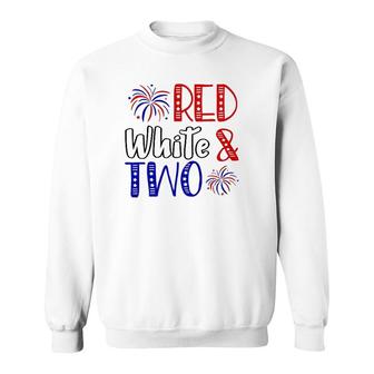 Kids Red White & Two 2Nd Birthday 4Th Of July Independence Day Sweatshirt | Mazezy