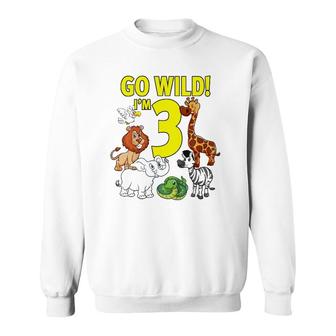 Kids Zoo Themed Birthday For 3 Years Old Sweatshirt | Mazezy