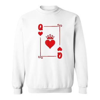 King Queen Couple Costume Queen Of Hearts Sweatshirt - Seseable