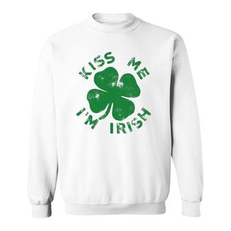 Kiss Me I'm Irish Funny Saint Patrick Day Womens Sweatshirt | Mazezy